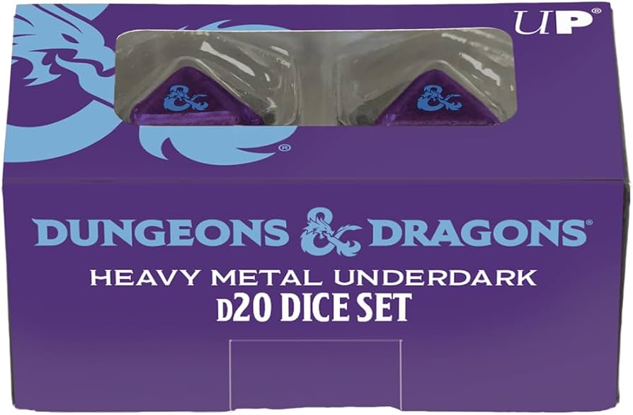 Ultra Pro: Dungeons & Dragons - 2 x D20 Heavy Metal Dice - Phandelver Campaign - Royal Purple and Sky Blue