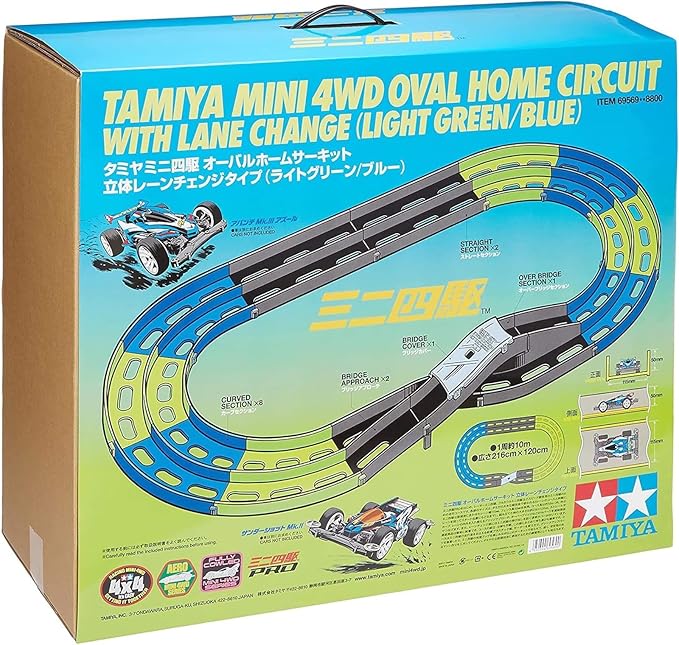 Oval Home Circuit with Lane Change (Light Green/Blue)