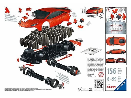 Ravensburger: Lamborghini Huracán EVO - Orange - 108pcs