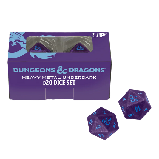 Ultra Pro: Dungeons & Dragons - 2 x D20 Heavy Metal Dice - Phandelver Campaign - Royal Purple and Sky Blue