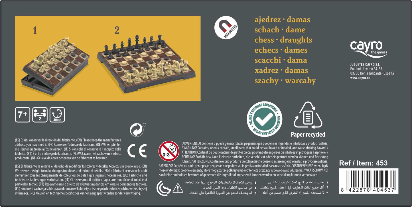 Chess & Checkers Cayro - Magnetic Plastic (Medium)