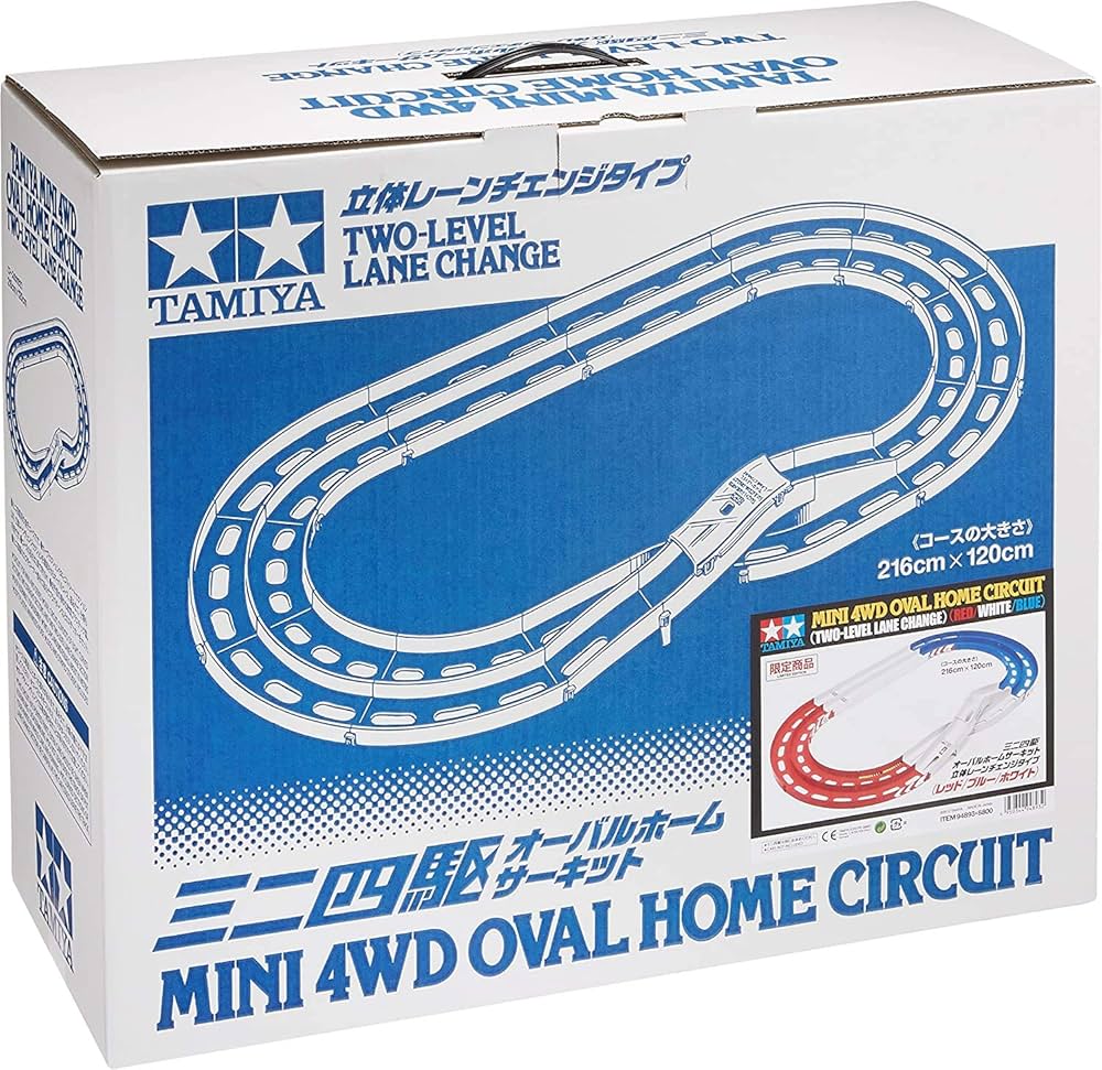 Oval Home Circuit with Lane Change (Red/White/Blue)
