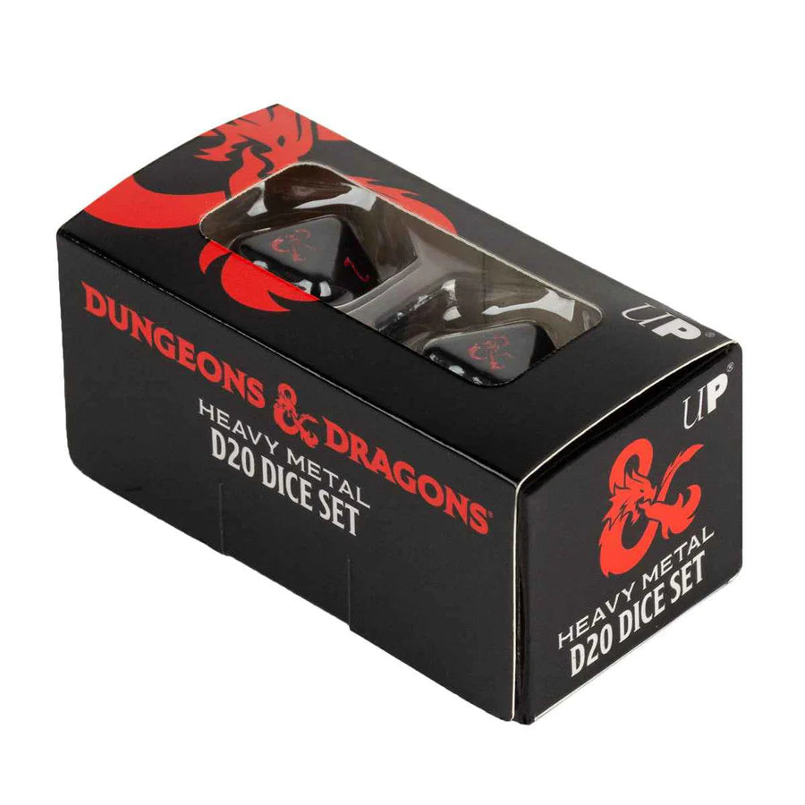 Ultra Pro - Dungeons & Dragons - Heavy Metal Black and Red D20 Dice Set