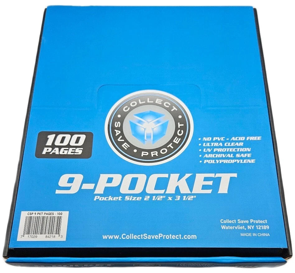 CSP 9 Pocket Trading Card Album Pages - No PVC / Acid Free (Box of 100)