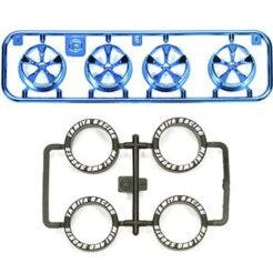 Low Height Tire & Blue Plated Wheel Set (5 Spoke)
