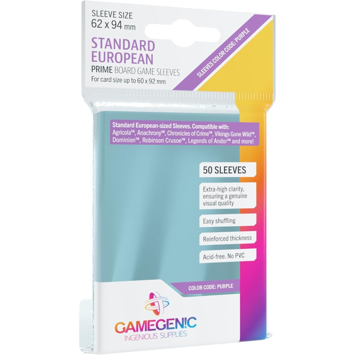 Gamegenic - Prime Board Game - Standard European (62 x 94mm)
